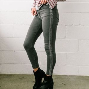 Las Velvet Strip Dark Gray Skinny Jeans